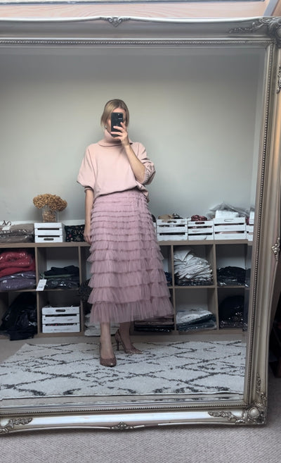 Ren ruffle skirt in rose pink