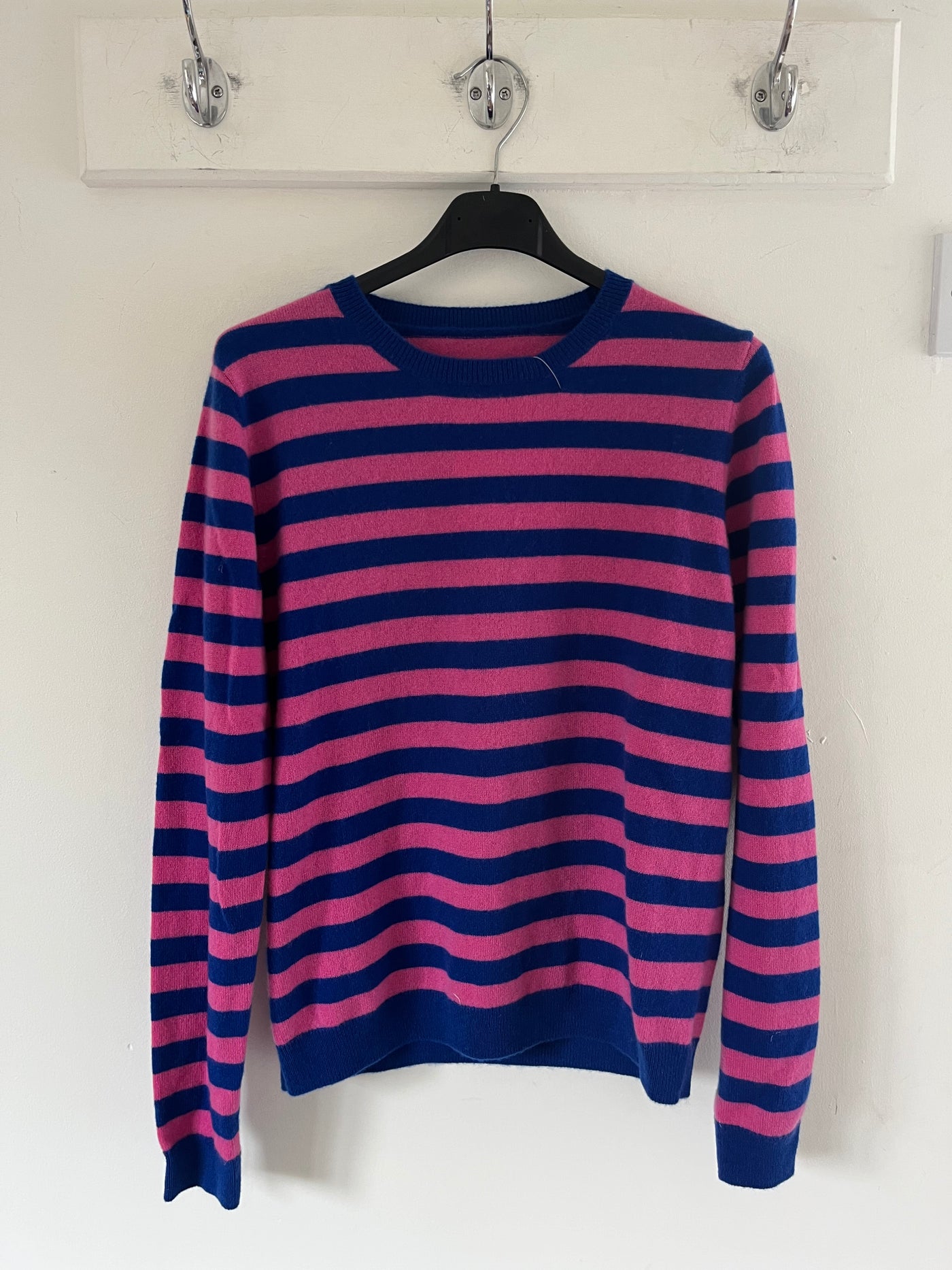 100% cashmere blue and pink stripe jumper size 10
