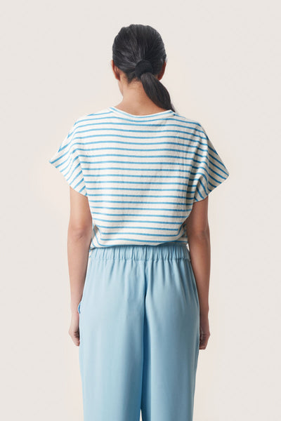 White Ingeline tee with blue stripes