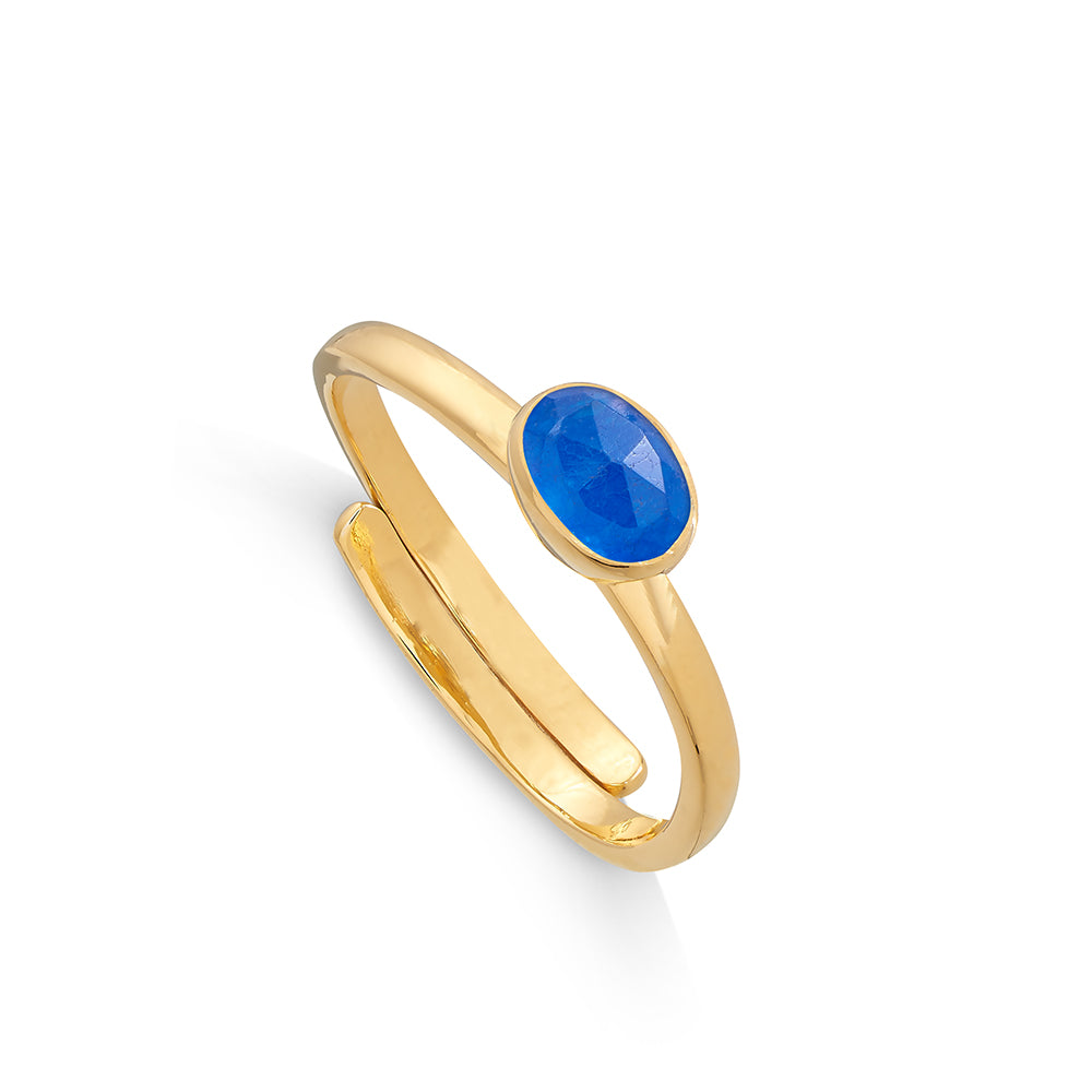 Atomic Micro Blue Quartz Gold Ring