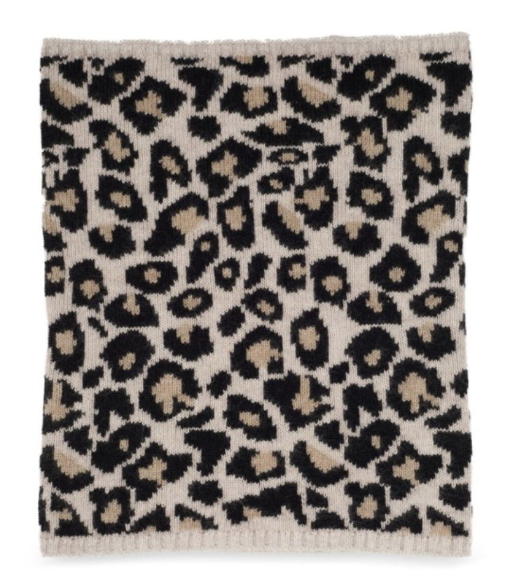 Leopard print cashmere snood in classic leopard print