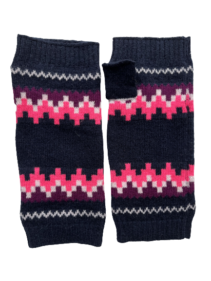 She’s Electric navy fairisle cashmere wristwarmers