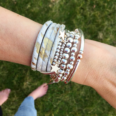 Thin handmade leather cuffs in rose gold