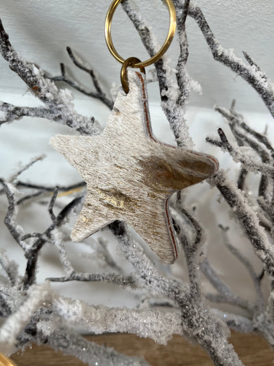 Cowhide splash handmade leather star keyring