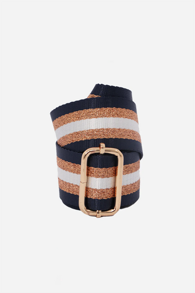 Stripe Bag strap in navy/gold