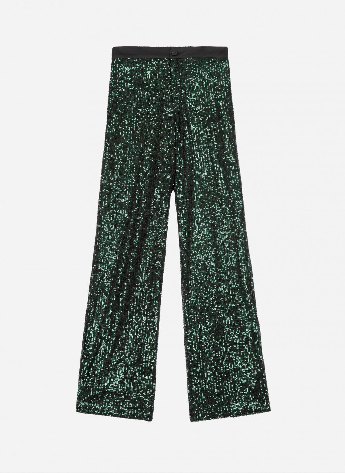 Sequin trousers in forest green